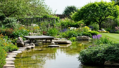 A tranquil garden scene symbolizing mindfulness and personal growth.